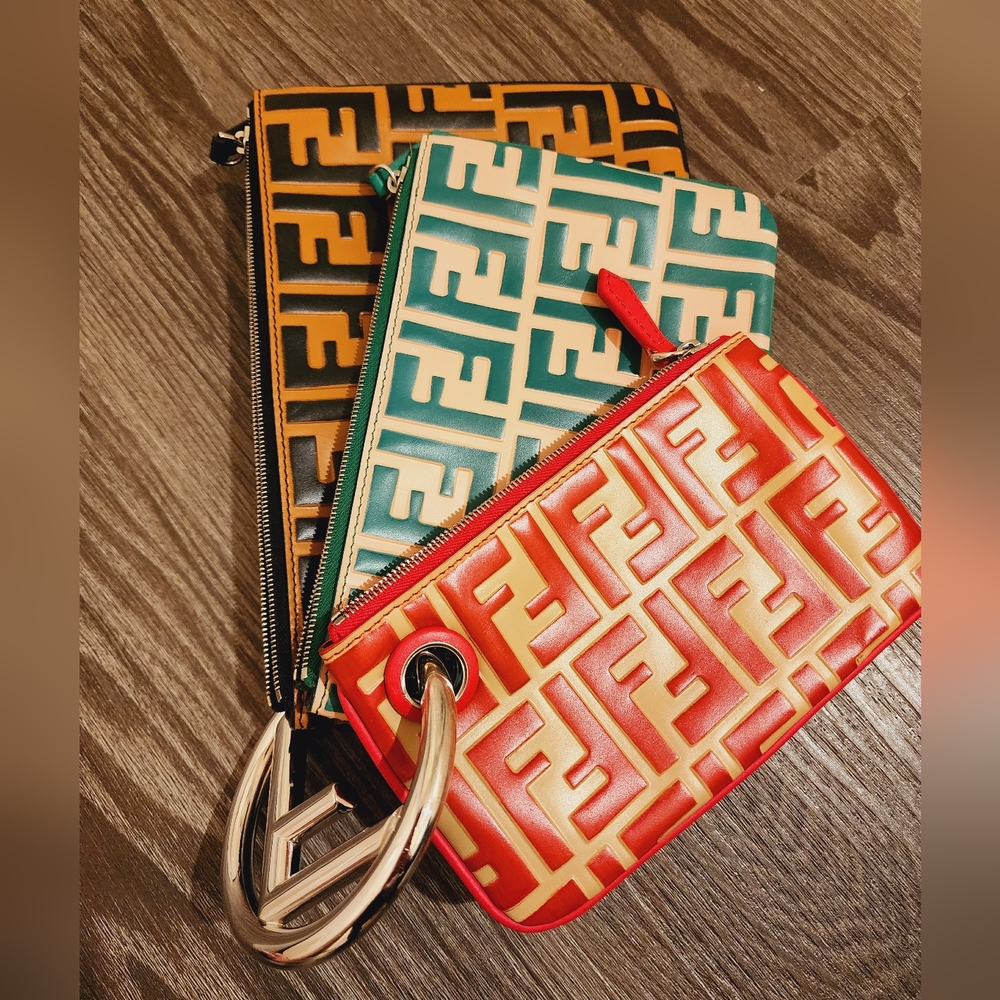 Fendi Triplette Zip Pouch/Clutch - Multi-Color